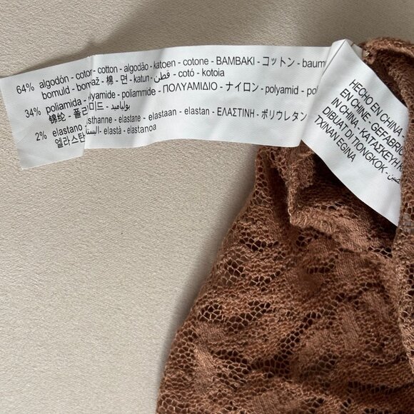 ZARA LONG SLEEVE COTTON BLEND LACE TOP, SZ. L - Picture 7 of 7